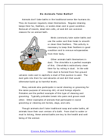 Animals Take Baths Worksheet