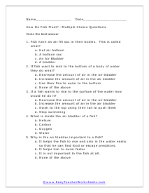 Fish Float Multiple Choice Worksheet