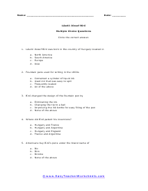 Biro Multiple Choice Worksheet