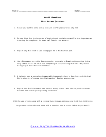 Biro Short Answer Worksheet