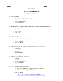 Ford Multiple Choice Worksheet