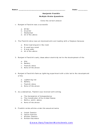 Franklin Multiple Choice Worksheet