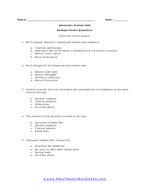 Bell Multiple Choice Worksheet