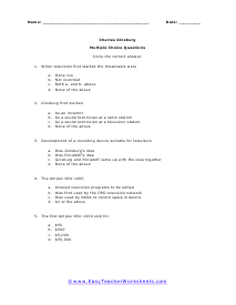 Ginsburg Multiple Choice Worksheet