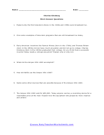 Ginsburg Short Answer Worksheet