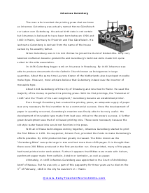 Johannes Gutenberg Worksheet