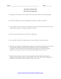 Bell Short Answer Worksheet