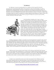 Eli Whitney Worksheet