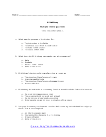 Whitney Multiple Choice Worksheet