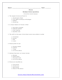 Moose Multiple Choice Worksheet