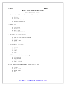 Bison Multiple Choice Worksheet