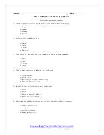 Wolves Multiple Choice Worksheet