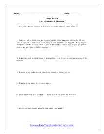 Polar Bears Multiple Choice Worksheet