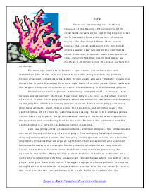 Coral Reading Worksheet