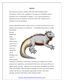 Iguana Reading Worksheet
