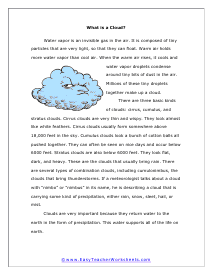 Clouds Worksheet