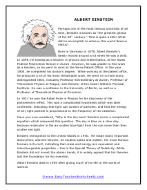 Einstein Reading Worksheet
