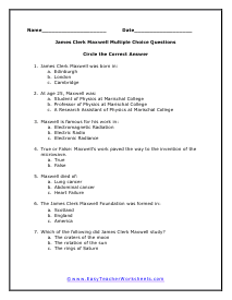 Maxwell Multiple Choice Worksheet