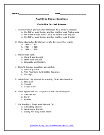 Dirac Multiple Choice Worksheet