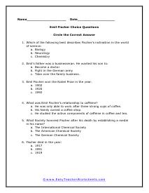 Fischer Multiple Choice Worksheet