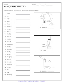 Acids, Bases, or Salts Worksheet