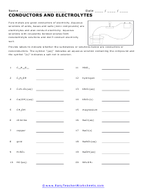 Conductors and Electrolytes Worksheet