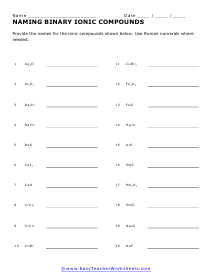 Name Binary Compound Worksheet