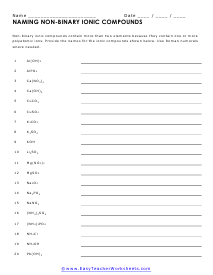 Non-Binary Compounds Worksheet