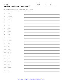 Name Mixed Compounds Worksheet