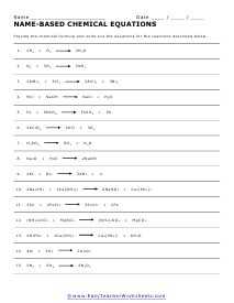 Name-Based Chemical Equations Worksheet