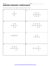 Name Organic Compounds Worksheet