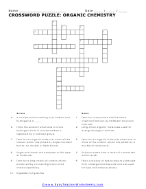 Organic Chemistry Crossword Worksheet