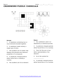 Chemicals Crossword Worksheet