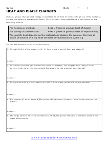 Phase Changes Worksheet