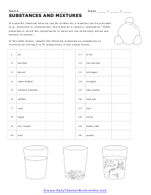 Mixture or Substance Worksheet