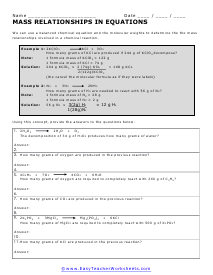 Mass Relationships Worksheet