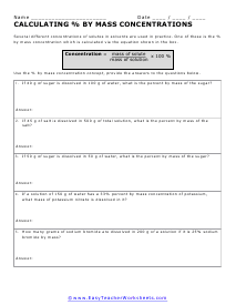 Calculating Percentage By Volume Worksheet