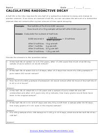 Radioactive Decay Worksheet