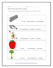 Estimate Metric Length Worksheet