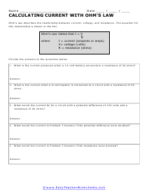 Calculating Current Worksheet