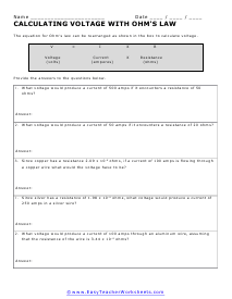 Calculating Voltage Worksheet