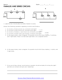 Parallel and Series Circuits Worksheet