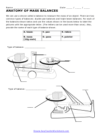 Using Mass Balances Worksheet