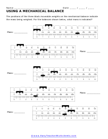 Beam Balances Worksheet