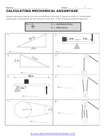 Mechanical Advantage Worksheet