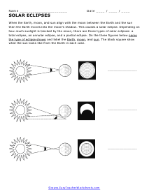 Solar Eclipse Worksheet