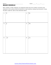 Bohr Model Worksheet