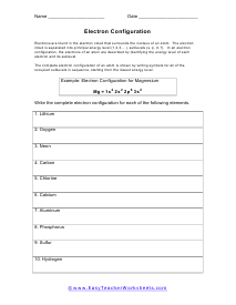 Electron Configuration Worksheet