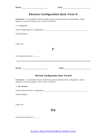 Electron Configuration Quiz Version 1