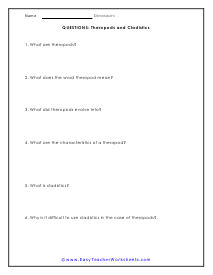 Theropods and Cladistics Worksheet